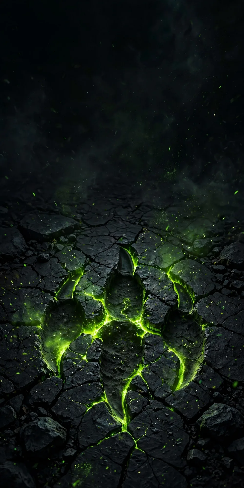La Huella — the beast's mark glowing in cracked obsidian