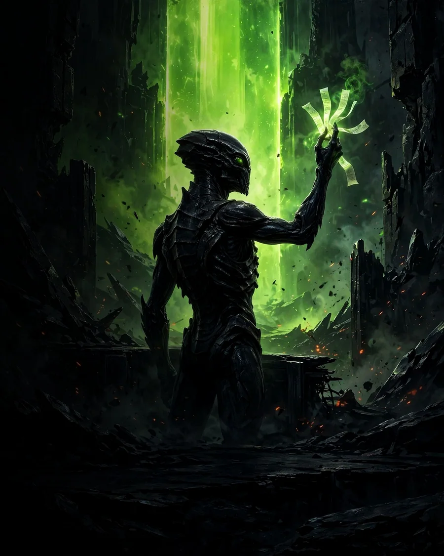 The keeper before the door of light — arte base of JOAN card 15